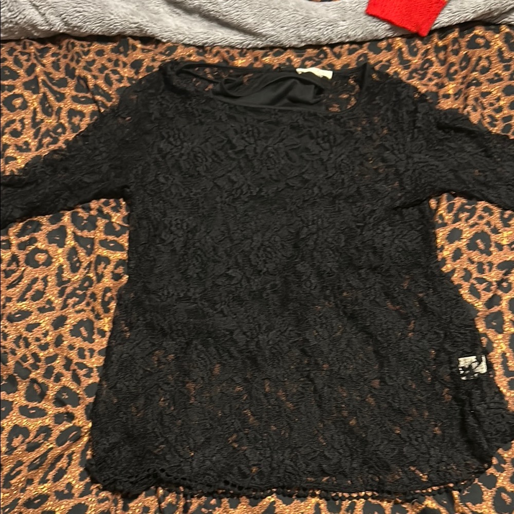 Black Lace Long Sleeve Top